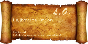 Lejbovics Orion névjegykártya